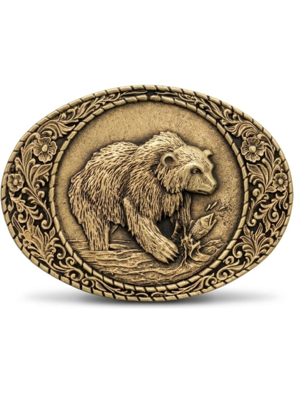 Solid Brass Grizzly Bear Belt Buckle - Heirloom Accessory for Outdoor Lovers